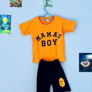 মামার বয় স্টেটমেন্ট সেট – শিশুদের কমলা টি-শার্ট ও কালো শর্টস