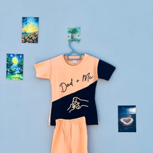 ড্যাড অ্যান্ড মি স্টাইল সেট – শিশুদের নেভি-পিচ টি-শার্ট ও পিচ শর্টস